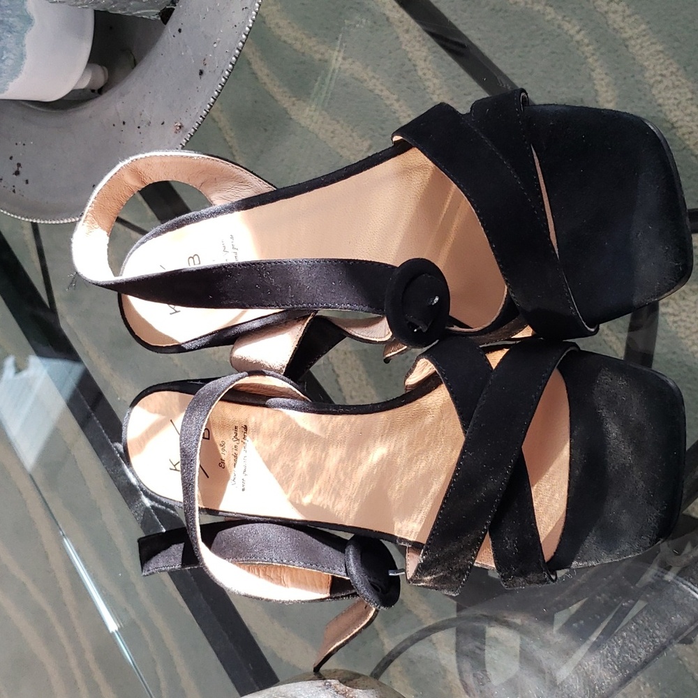 A black block heel KMB sandals made in Spain!!!